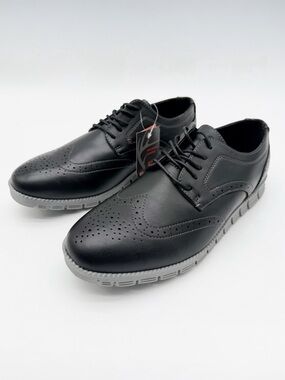 Deer Stags Corvallis Wingtip Oxford Dress Shoes Comfort Sole Black Gray 9.5 NEW